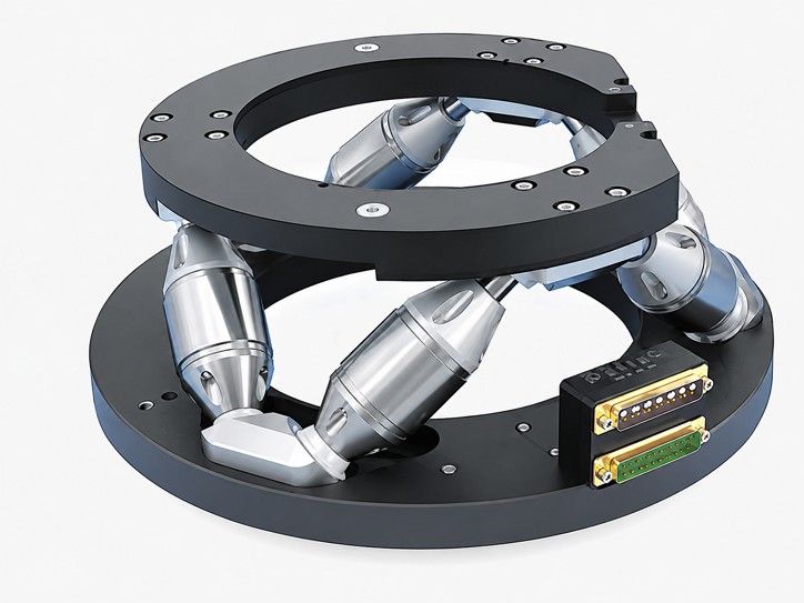Stylized piezo hexapod concept with ring structure and angled actuator assemblies